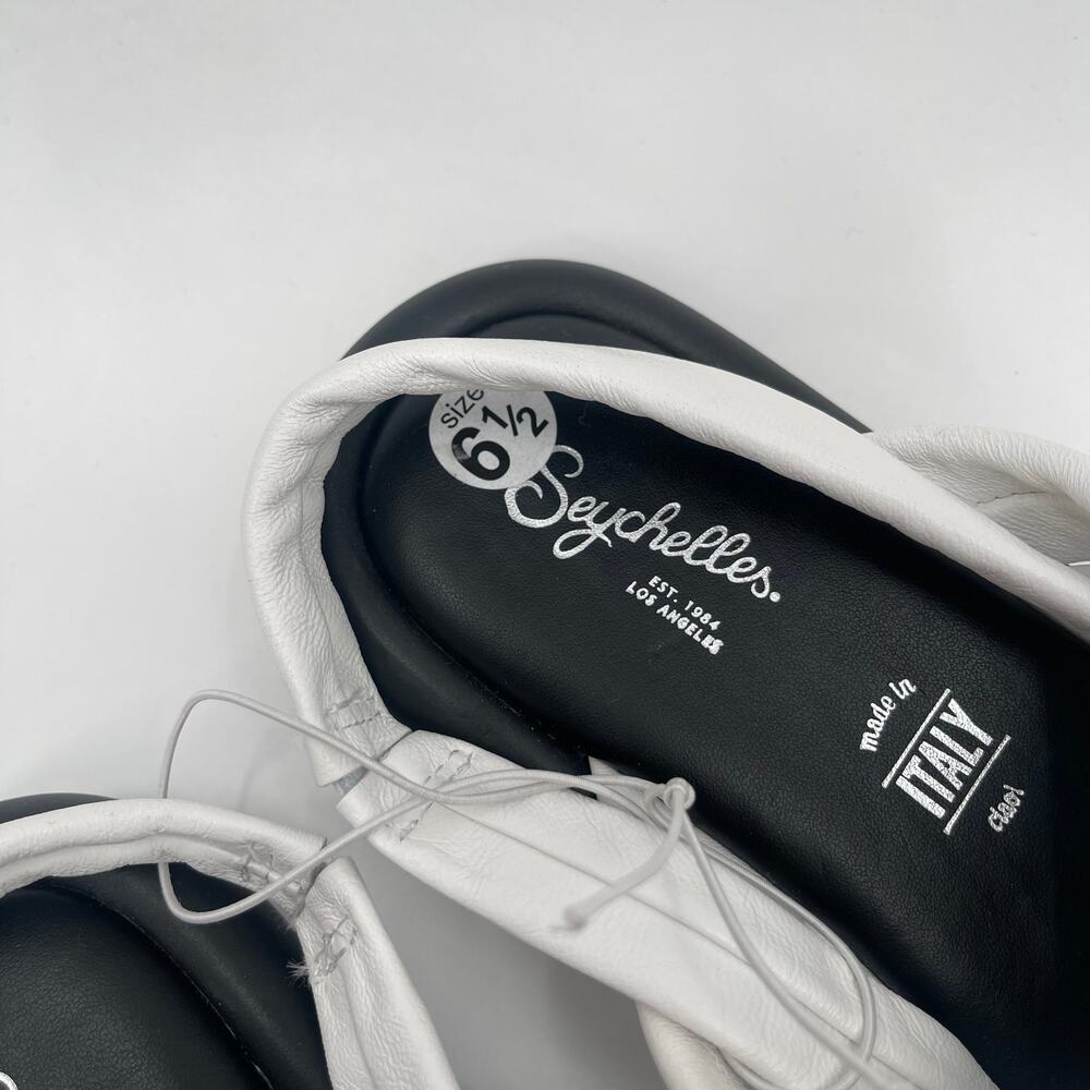 SEYCHELLES Sandals Size 6.5 White Leather Strappy Flats Punchline Slingback NEW - Picture 3 of 15
